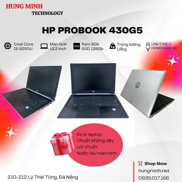 laptop hp 430g5 core i5, ram 8gb, ssd 128gb